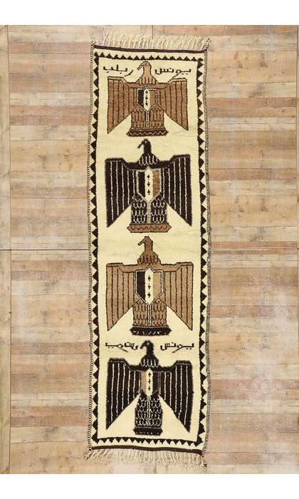 3 x 11 Vintage Kurdish Eagle Pictorial Rug 53896