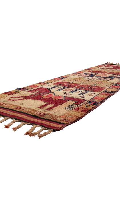 4 x 11 Vintage Kurdish Pictorial Rug Runner 53886