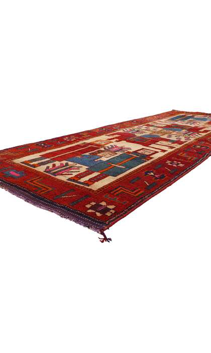 4 x 11 Vintage Kurdish Pictorial Rug 53909