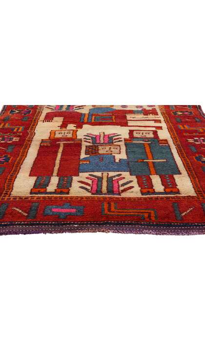 4 x 11 Vintage Kurdish Pictorial Rug 53909