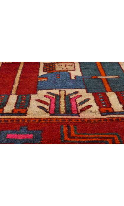 4 x 11 Vintage Kurdish Pictorial Rug 53909