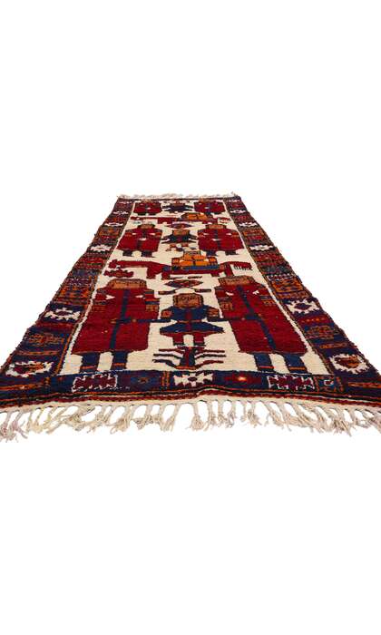 4 x 12 Vintage Kurdish Pictorial Rug 53892