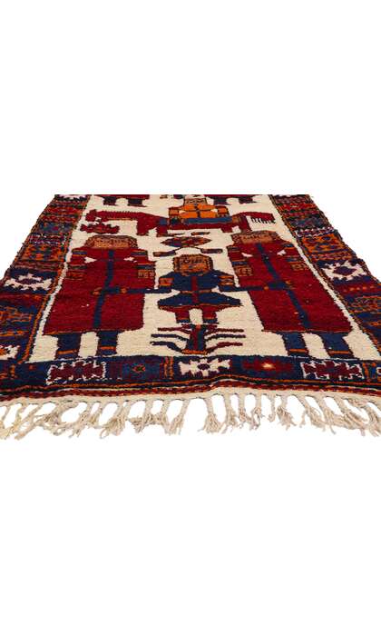 4 x 12 Vintage Kurdish Pictorial Rug 53892