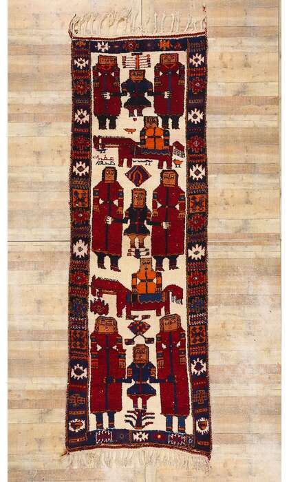 4 x 12 Vintage Kurdish Pictorial Rug 53892