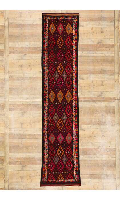 3 x 13 Vintage Kurdish Tribal Rug Runner 53891