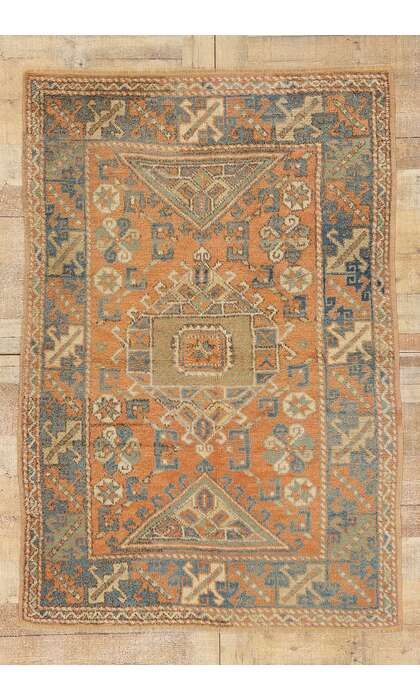 4 x 6 Vintage Orange Turkish Oushak Rug 53899