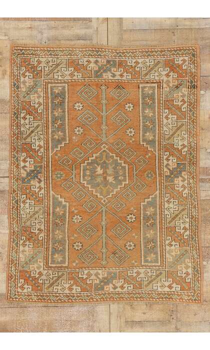 4 x 6 Vintage Orange Turkish Oushak Rug 53901