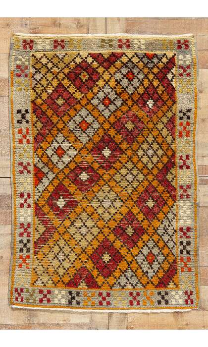3 x 5 Vintage Turkish Oushak Rug 53924