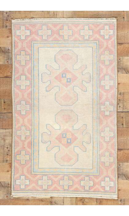 3 x 4 Small Vintage Pink Turkish Oushak Rug 53930