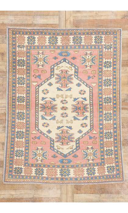 6 x 8 Vintage Pink Turkish Oushak Rug 53944
