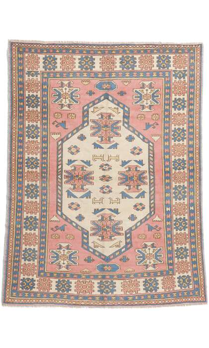 6 x 8 Vintage Pink Turkish Oushak Rug 53944