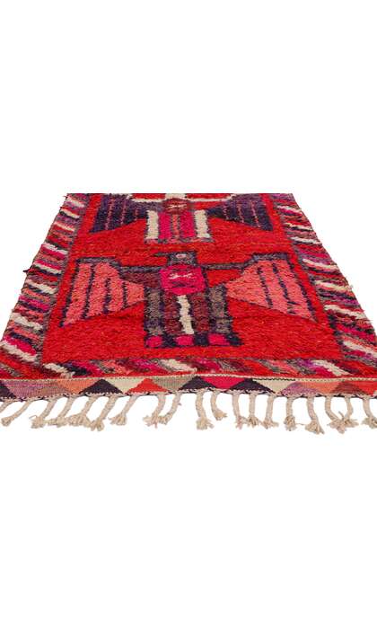 3 x 11 Vintage Red Kurdish Eagle Pictorial Rug Runner 53888