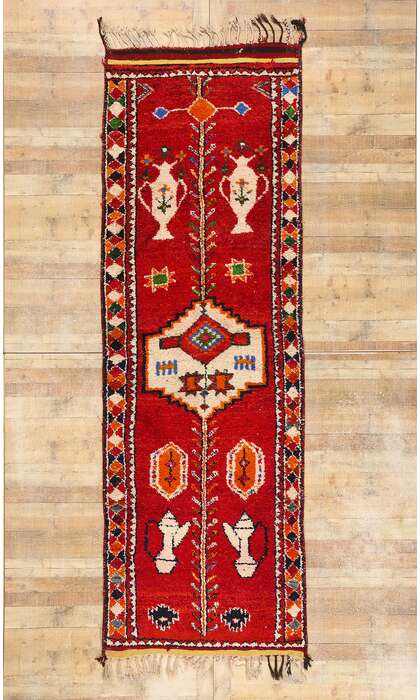 3 x 11 Vintage Red Kurdish Rug Runner 53905