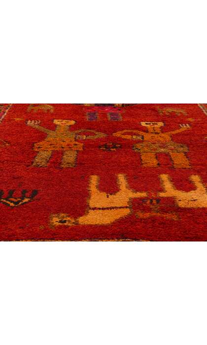 4 x 11 Vintage Red Kurdish Pictorial Rug Runner 53887