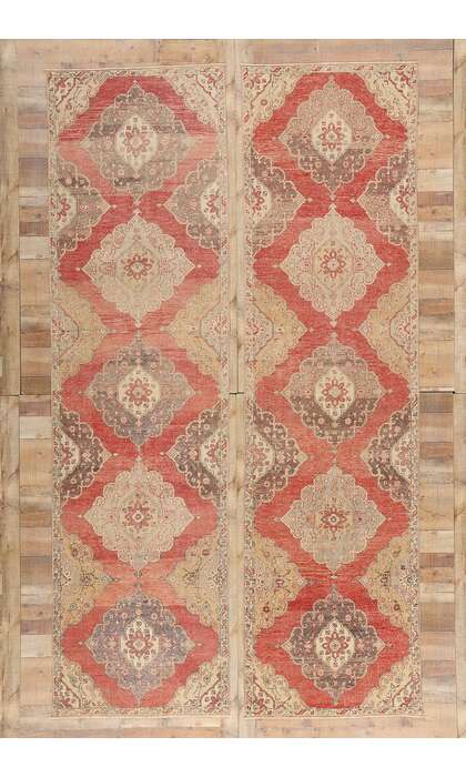 3 x 12 Vintage Red Turkish Oushak Rug 53911 Matching Pair Carpet Runners