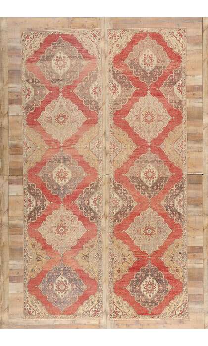 3 x 12 Vintage Red Turkish Oushak Rug 53912 Matching Pair Carpet Runners