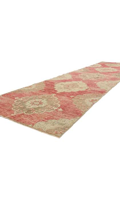 3 x 12 Vintage Red Turkish Oushak Rug Runner 53919
