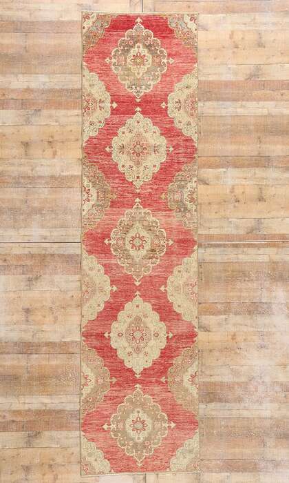 3 x 12 Vintage Red Turkish Oushak Rug Runner 53919