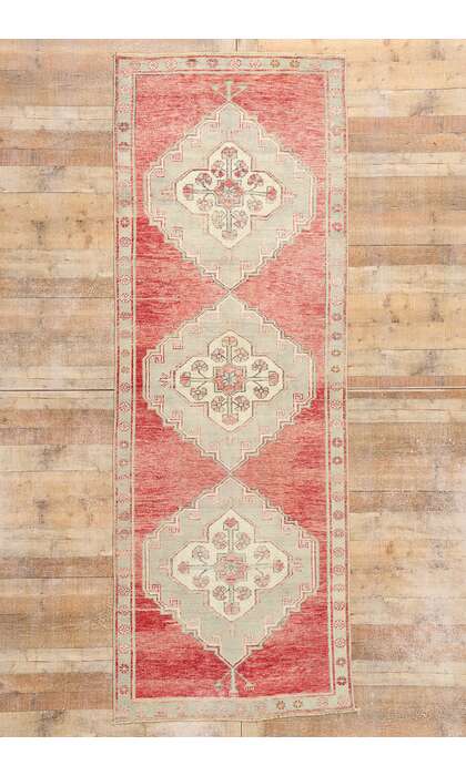 4 x 10 Vintage Red Turkish Oushak Rug 53920