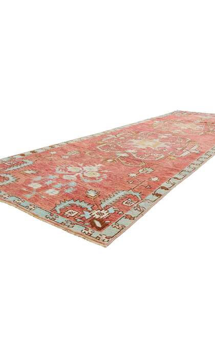 4 x 11 Vintage Red Turkish Oushak Rug 53921