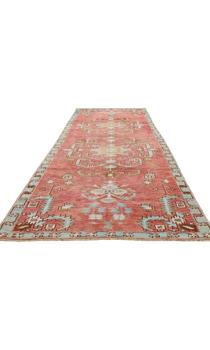 4 x 11 Vintage Red Turkish Oushak Rug 53921