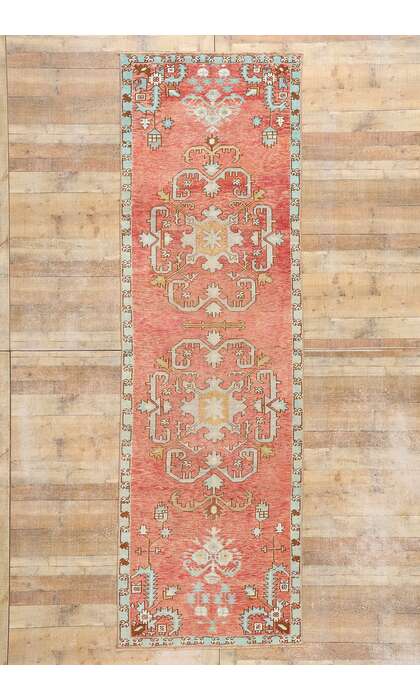 4 x 11 Vintage Red Turkish Oushak Rug 53921