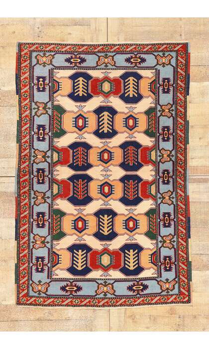 4 x 5 Vintage Turkish Oushak Rug 53923