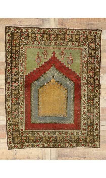 4 x 5 Vintage Turkish Oushak Rug 53092