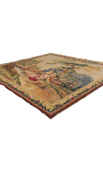 7 x 7 Antique French Aubusson Tapestry 77257