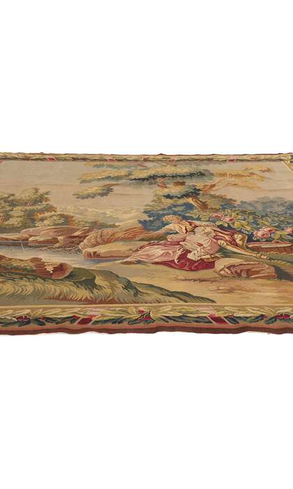 7 x 7 Antique French Aubusson Tapestry 77257