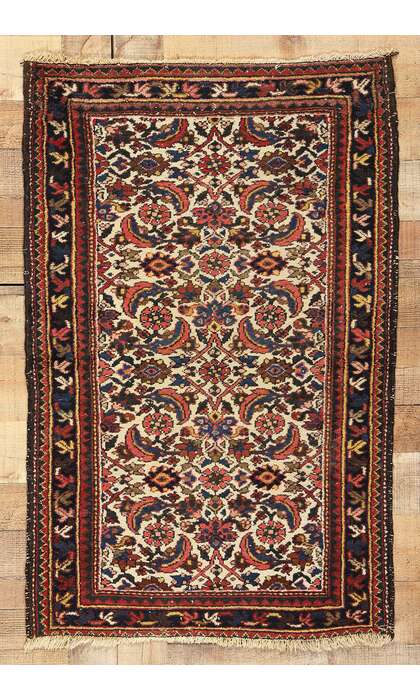 3 x 4 Antique Ivory Persian Hamadan Rug 78419