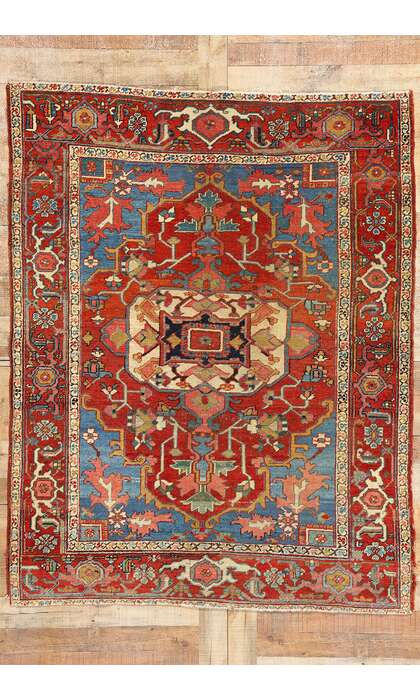 5 x 6 Antique Persian Serapi Rug 78168