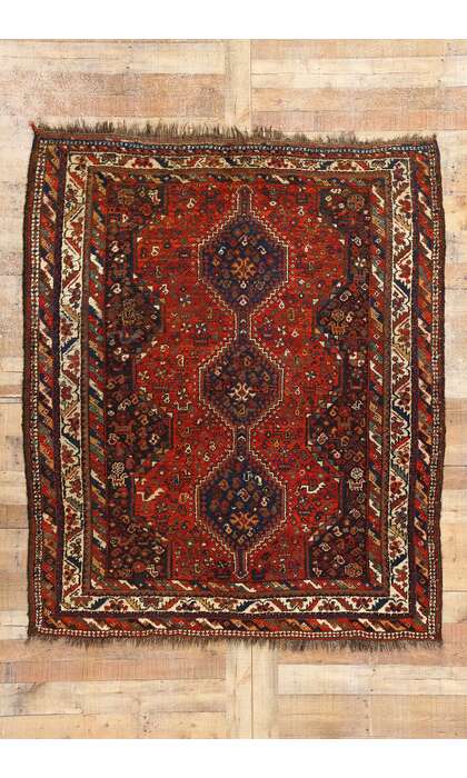 6 x 6 Antique Persian Tribal Shiraz Rug 78155