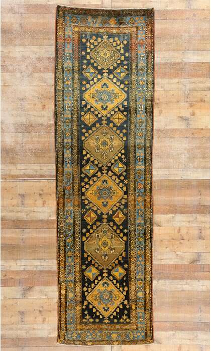 3 x 11 Antique Blue Persian Sarab Rug Runner 73326