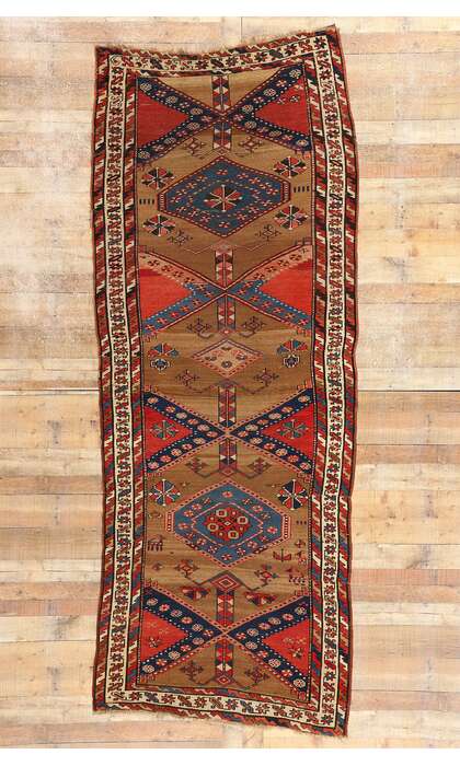 4 x 11 Antique Brown Persian Sarab Rug Runner 73991