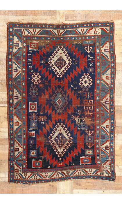 5 x 7 Antique Caucasian Tribal Kazak Rug 78210