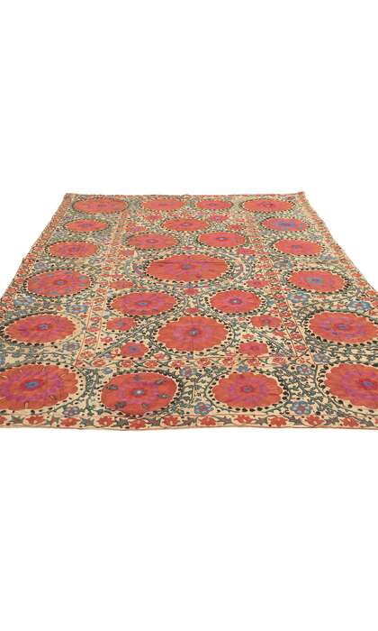 4 x 5 Antique Uzbek Shakhrisyabz Suzani Tapestry 78199