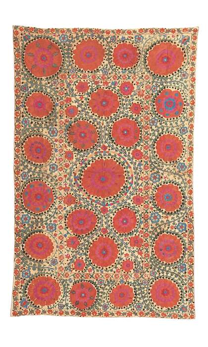 4 x 5 Antique Uzbek Shakhrisyabz Suzani Tapestry 78199