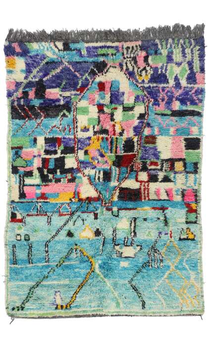 5 x 8 Vintage Aqua Boujad Moroccan Rug 20714