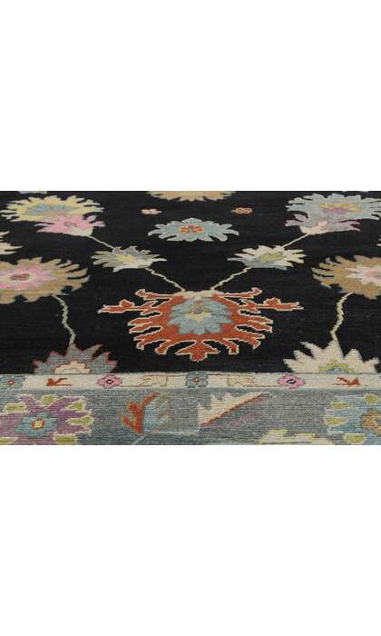 9 x 12 Colorful Black Oushak Rug 30505
