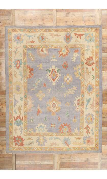 9 x 12 Colorful Oushak Rug Modern Turkish Lavender Carpet 52164