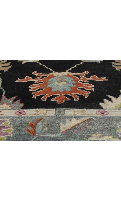 9 x 12 Colorful Black Oushak Rug 30505