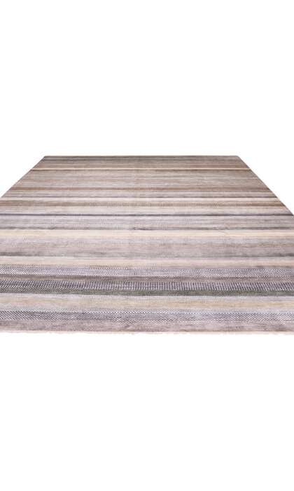 10 x 14 Transitional Wool and Silk Striped Rug 30013