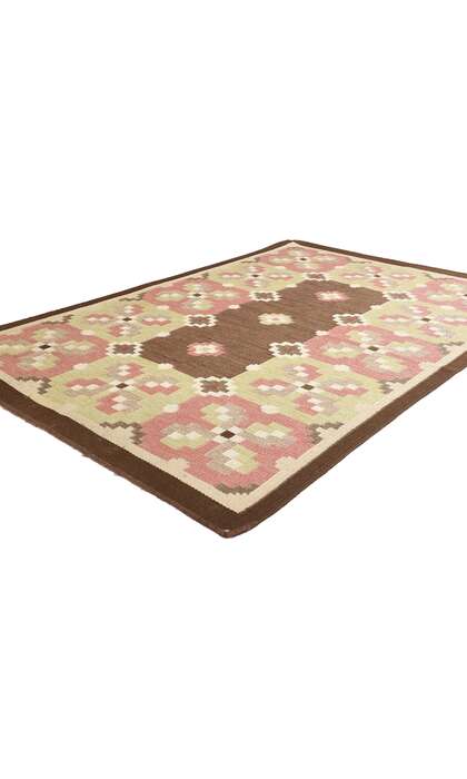 5 x 7 Erik Lundberg Lyckeyby Vintage Swedish Rollakan Rug 78248