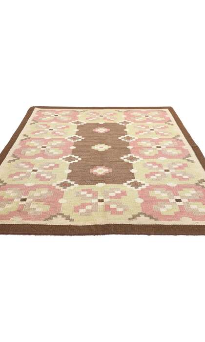 5 x 7 Erik Lundberg Lyckeyby Vintage Swedish Rollakan Rug 78248