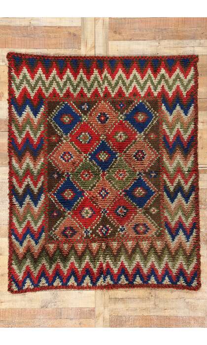 5 x 6 Vintage Finnish Rya Ryijy Rug 78277