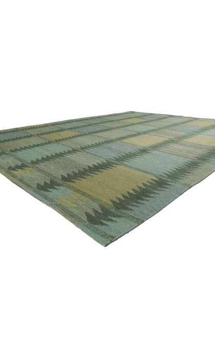 9 x 12 Scandinavian Modern Green Swedish Inspired Kilim Rug 30799