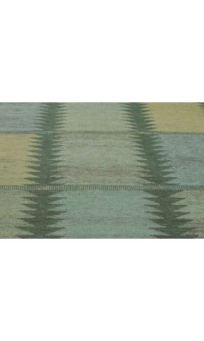 9 x 12 Scandinavian Modern Green Swedish Inspired Kilim Rug 30799