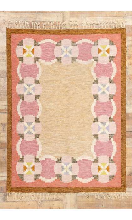6 x 8 Ingegerd Silow Vintage Swedish Rollakan Rug 78257