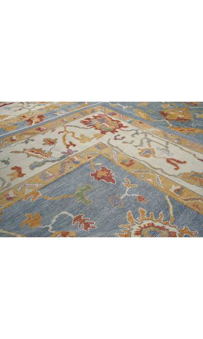 11 x 15 Colorful Turkish Blue Oushak Rug 52368